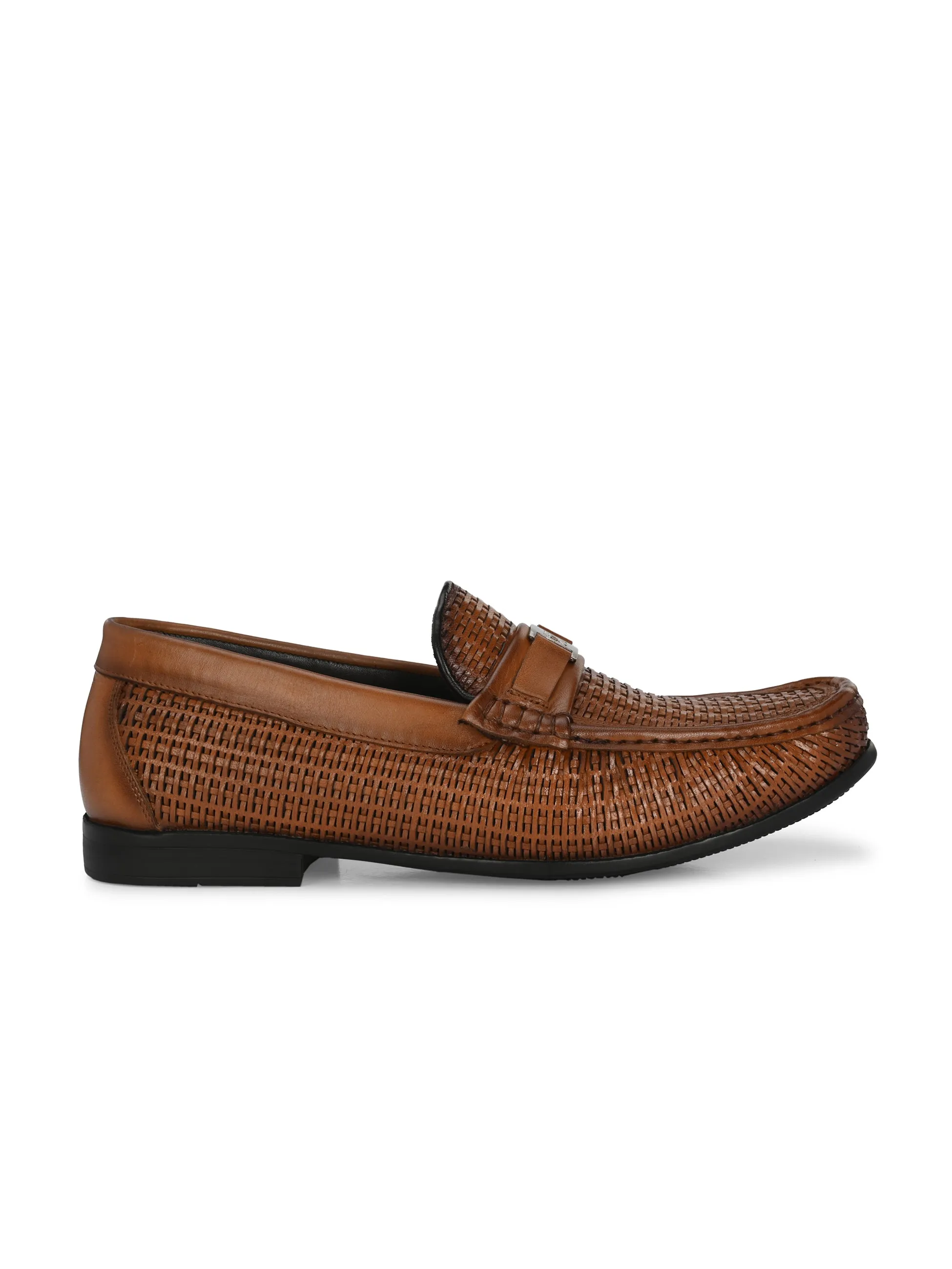 Hitz Men's Tan Leather Casual Loafers