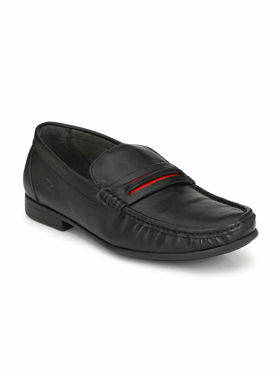 HITZ5306 Men's Black Leather Casual Slip-On Shoes