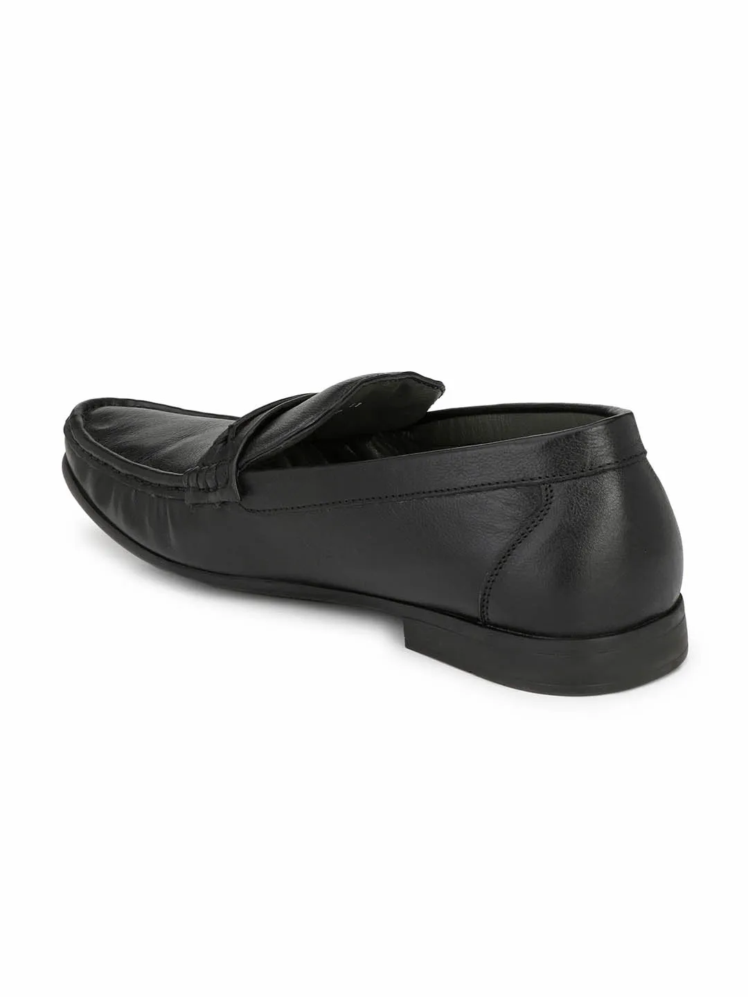 HITZ5306 Men's Black Leather Casual Slip-On Shoes