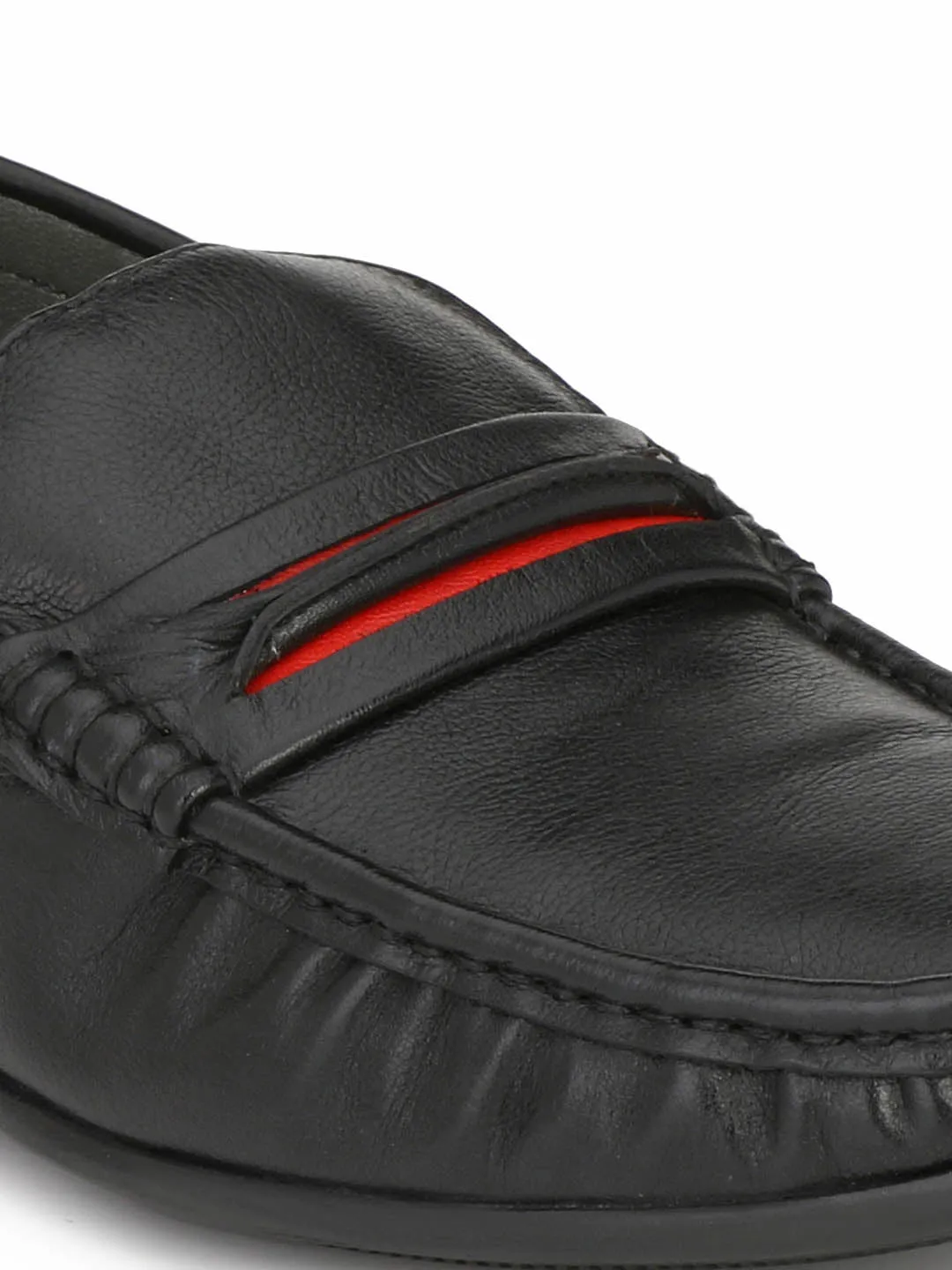 HITZ5306 Men's Black Leather Casual Slip-On Shoes