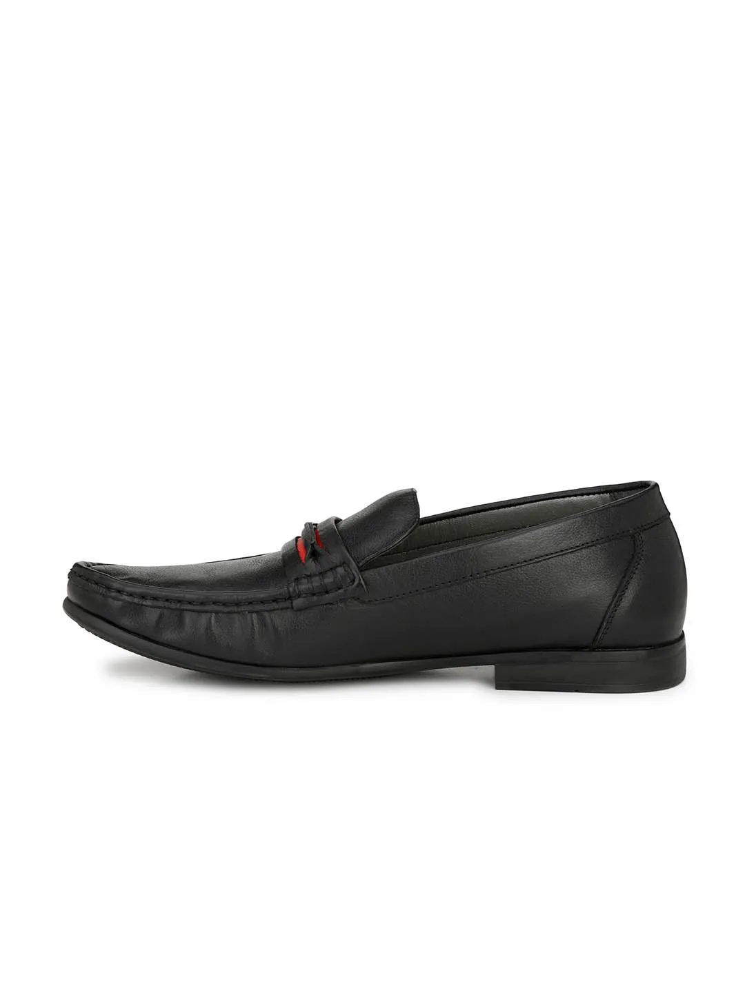 HITZ5306 Men's Black Leather Casual Slip-On Shoes