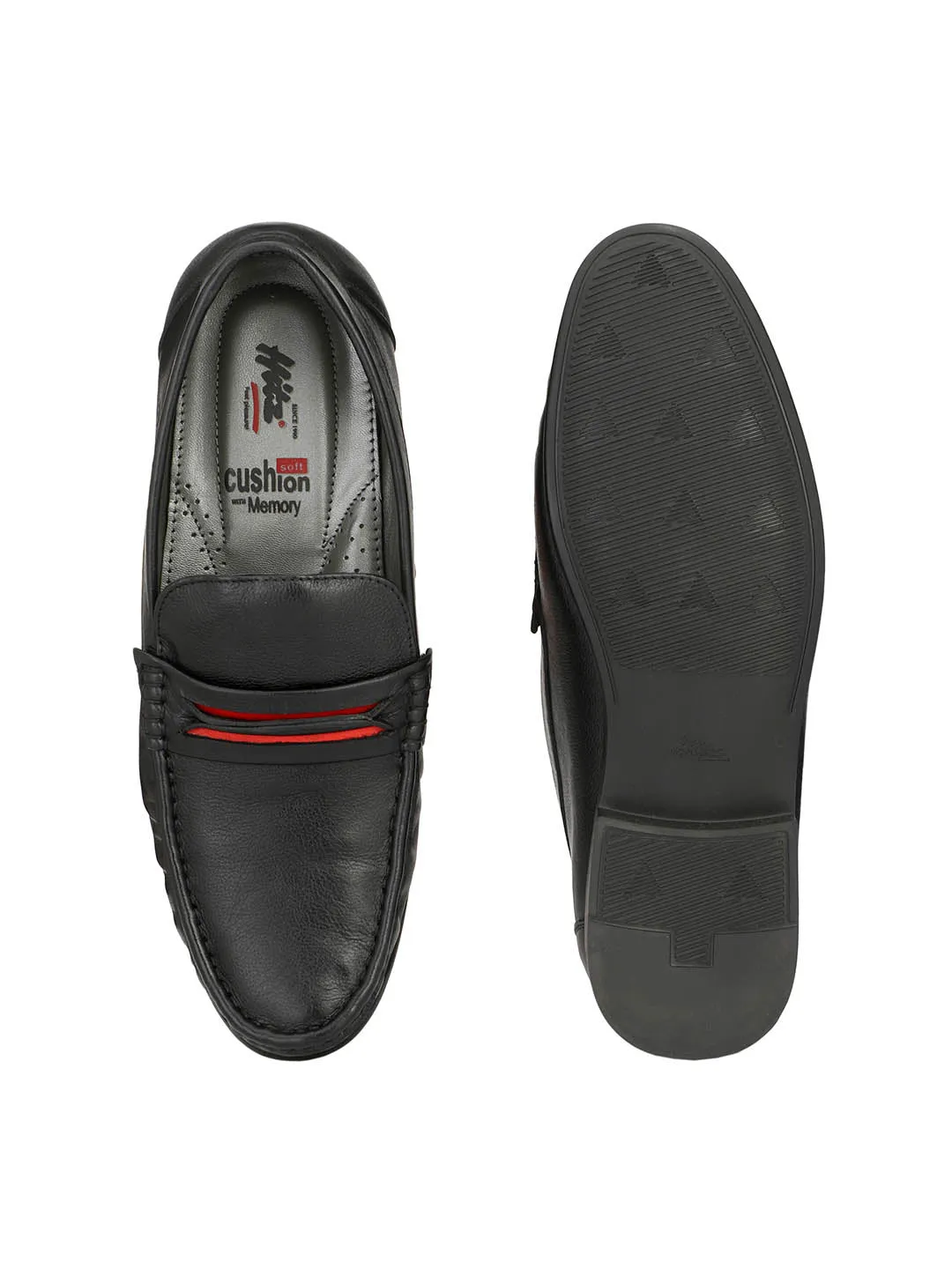 HITZ5306 Men's Black Leather Casual Slip-On Shoes