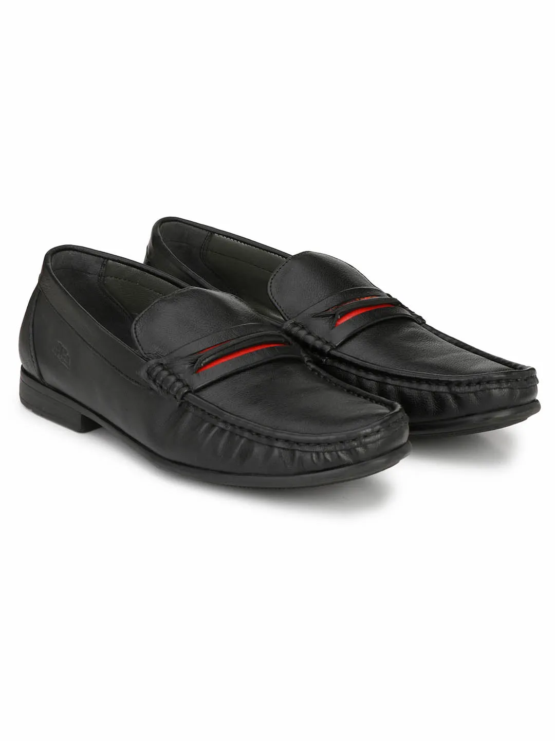 HITZ5306 Men's Black Leather Casual Slip-On Shoes