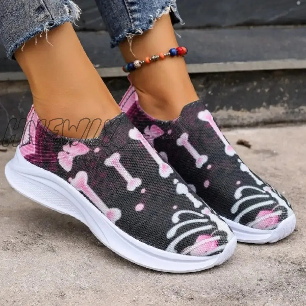 Hnewly - Purple Casual Patchwork Printing Round Comfortable Out Door Shoes