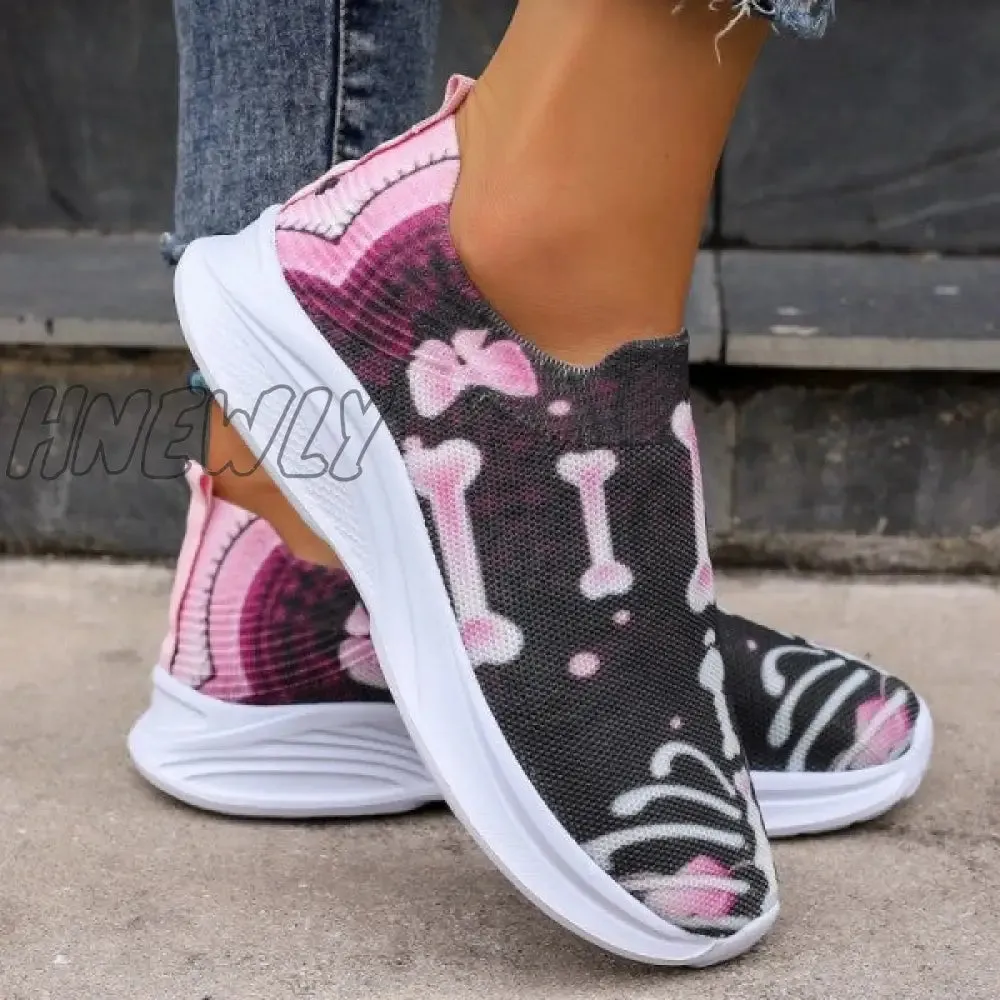 Hnewly - Purple Casual Patchwork Printing Round Comfortable Out Door Shoes