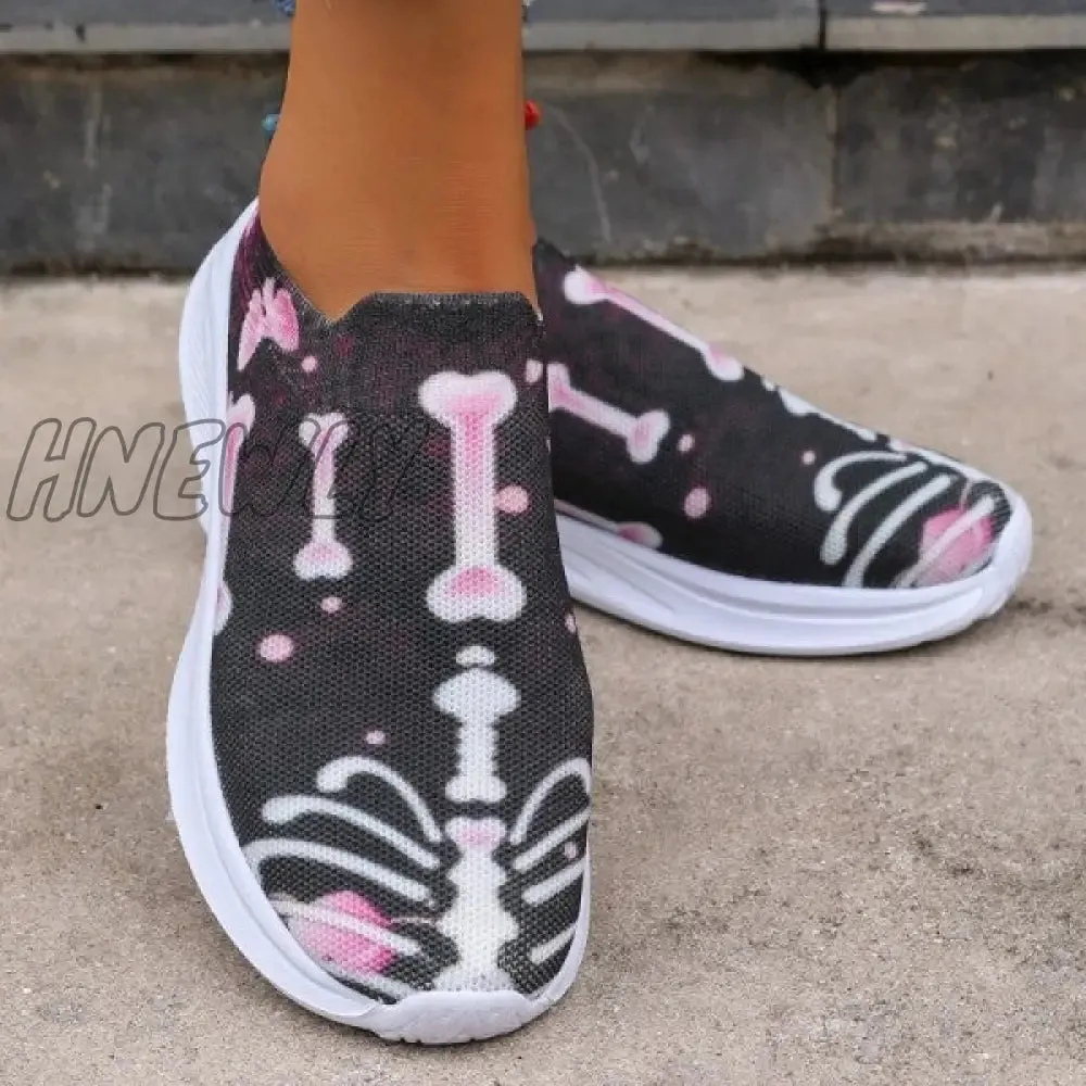 Hnewly - Purple Casual Patchwork Printing Round Comfortable Out Door Shoes