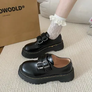 Hnzxzm Shoes Woman Clogs Platform Black Flats Oxfords Round Toe Autumn Female Footwear Casual Sneaker Loafers With Fur British St