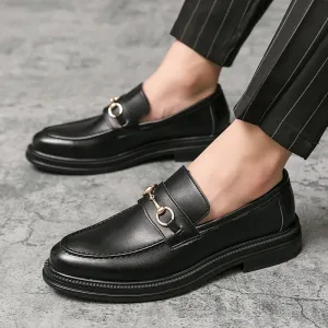 Hnzxzm Spring Italian Handmade Men Leather Loafers British Style High Quality Fashion Brogues Shoes Slip on Low-heeled Mens Dress Shoes