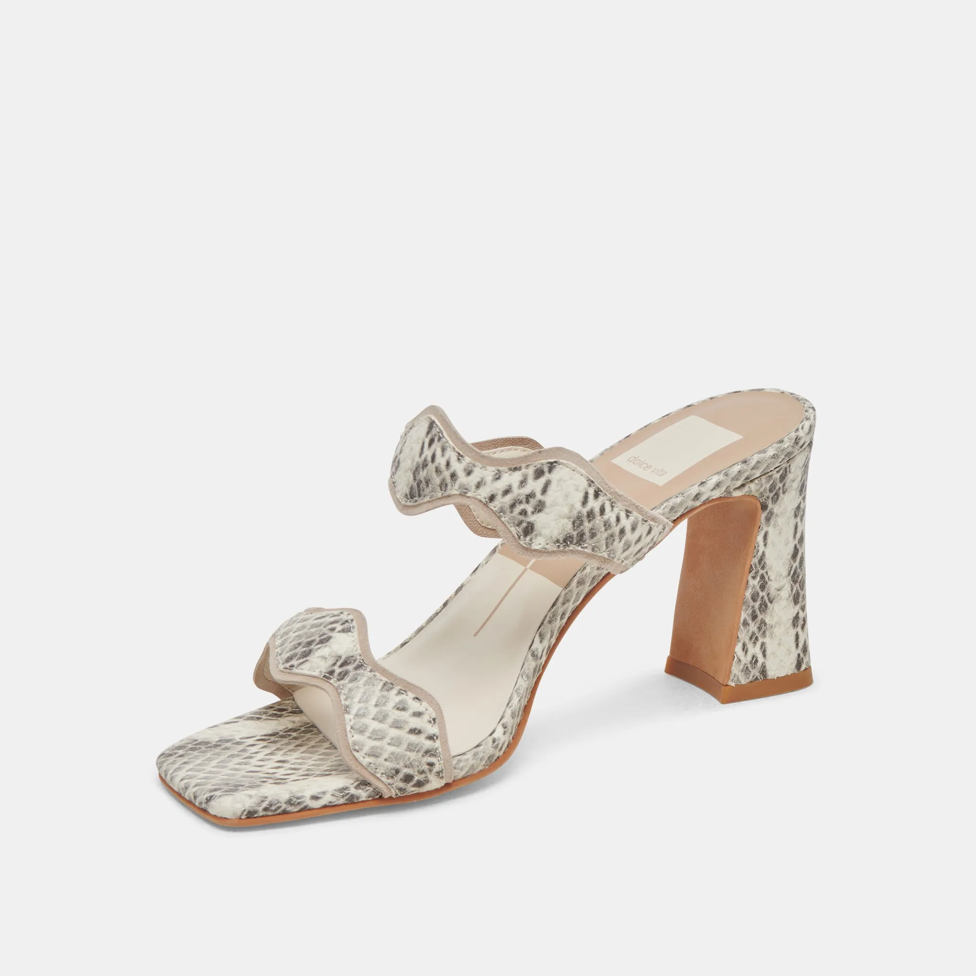 ILVA HEELS GREY WHITE EMBOSSED LEATHER