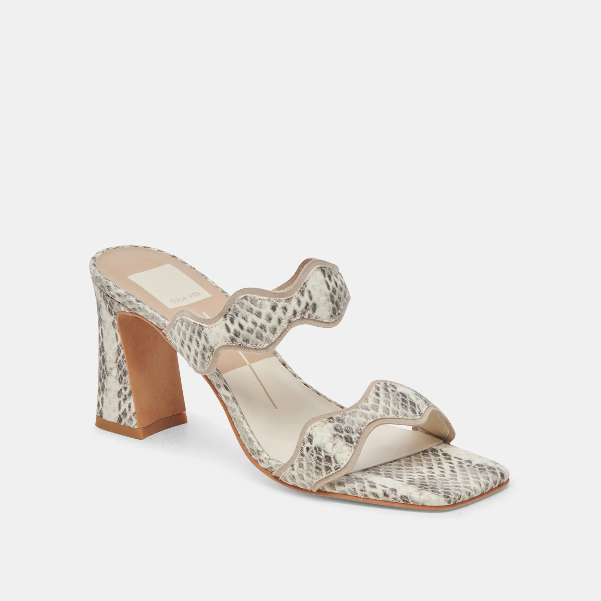 ILVA HEELS GREY WHITE EMBOSSED LEATHER