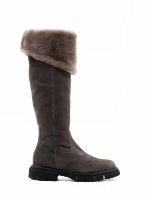 Isolde shearling-lined suede boots in taupe