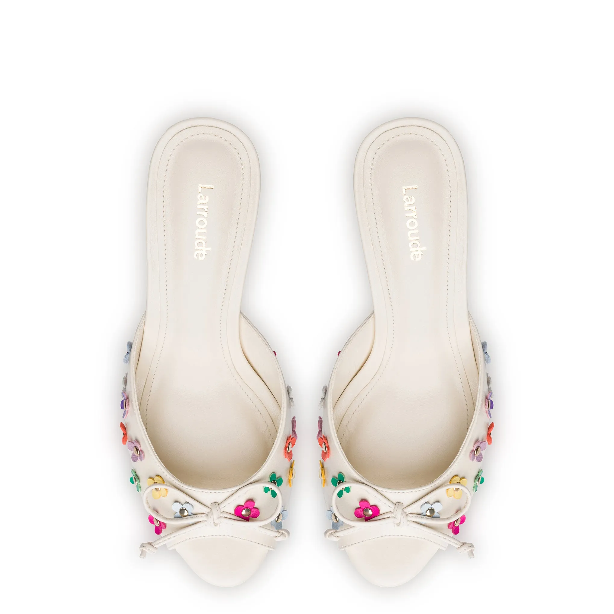 Jasmine Mule In Ivory and Multicolor Leather