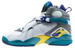 Jordan Air Jordan 8 Vintage Basketball Sneakers, White/Blue/Yellow