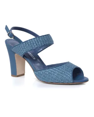 Khiko Raffia 90 Sandal in Dark Blue