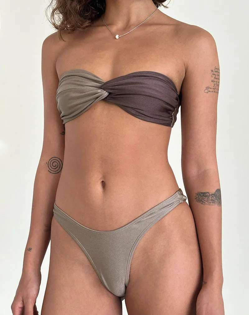 Linda Twist Bikini Top in Latte Espresso