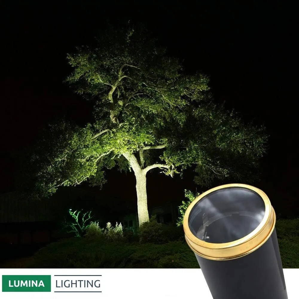 Lumina Lighting® Low Voltage Landscape Well Lights  | Adjustable Outdoor In-Ground Light (Brass, 2-Pack)