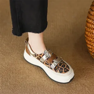 MBCS1149 Women's Casual Shoes - Flats Sneakers - Leopard Pattern