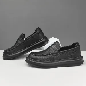 Men Minimalism Solid Soft Leather Casual Loafers