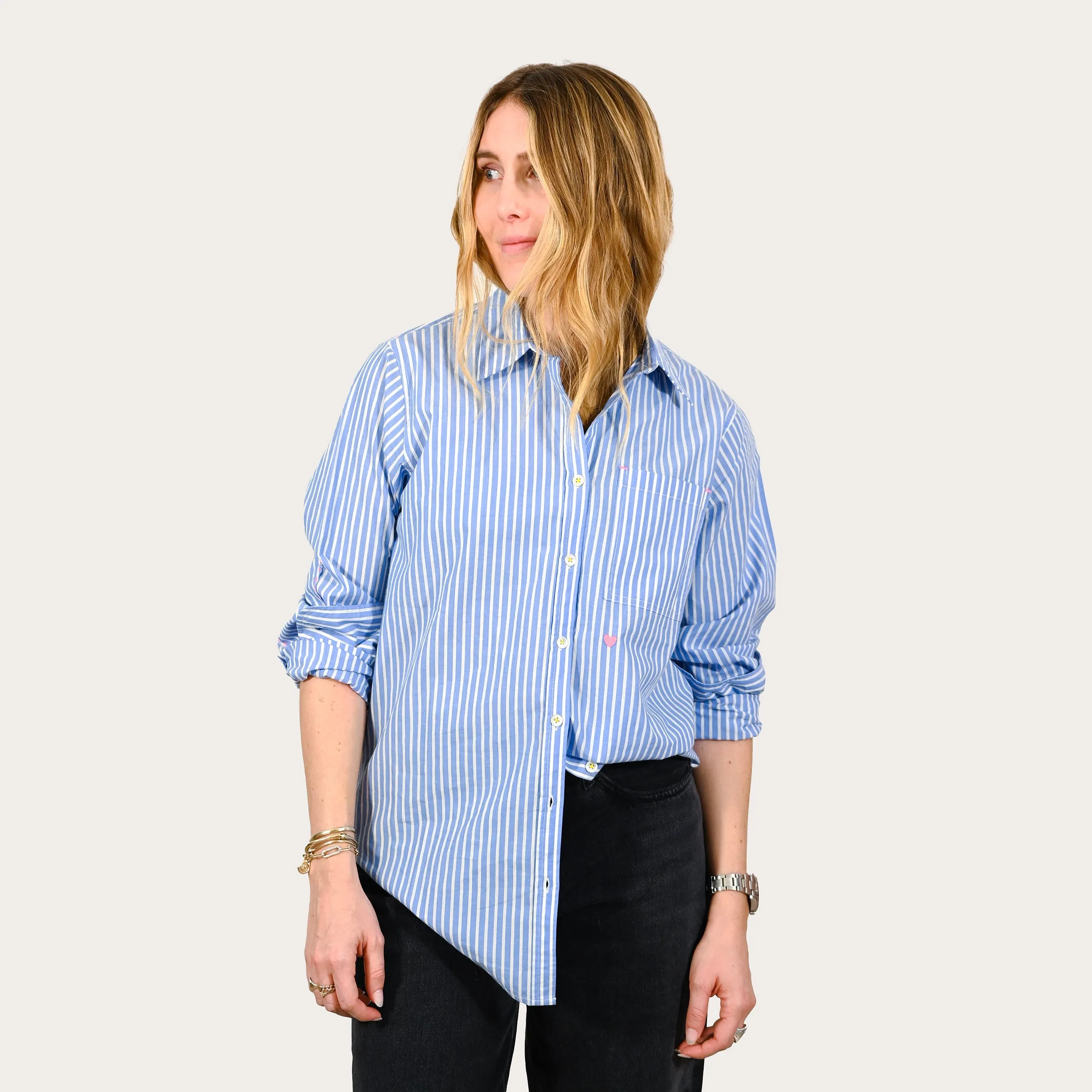 Mia Shirt Stripe Blue/White - Kerri Rosenthal