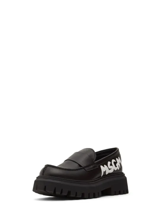 MSGM   Leather loafers w/ logo 