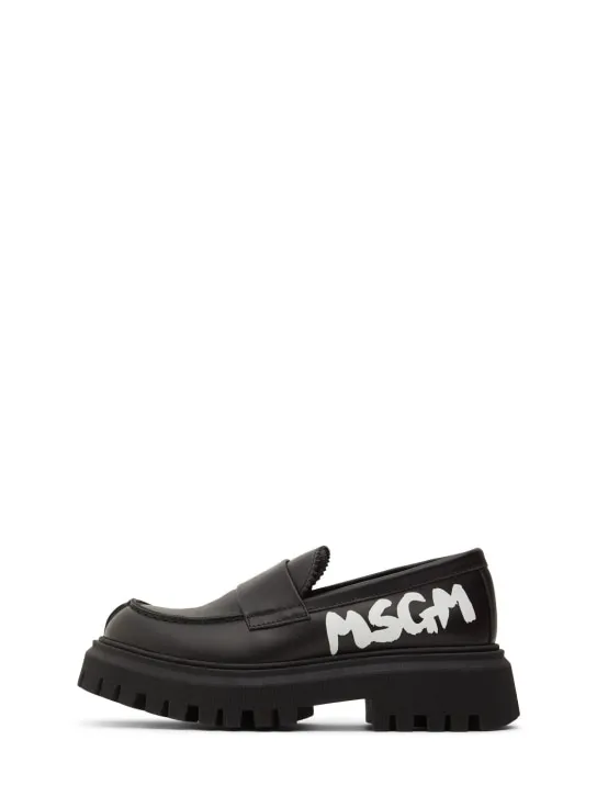 MSGM   Leather loafers w/ logo 