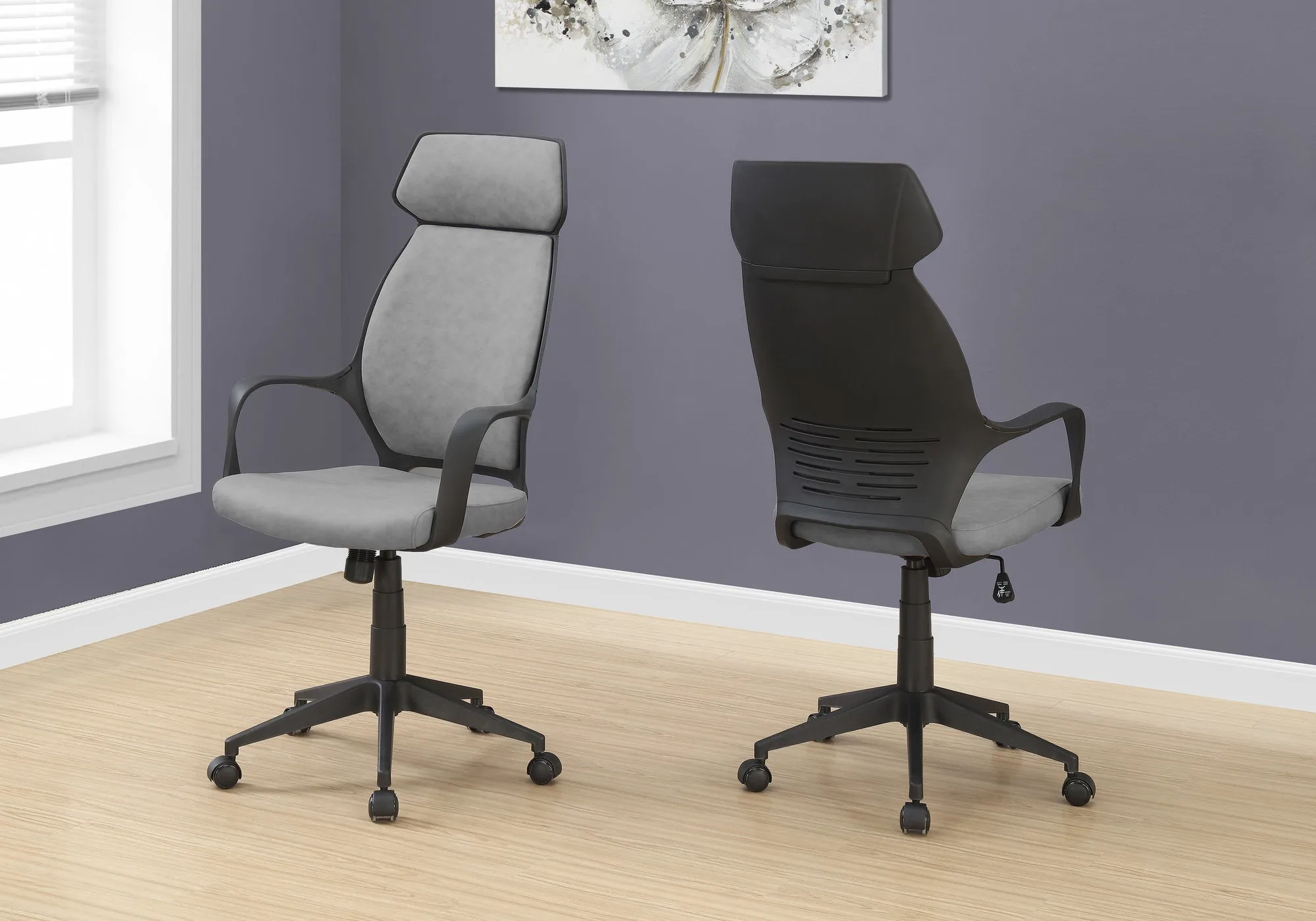 Office Chair - Grey Microfiber / High Back Executive