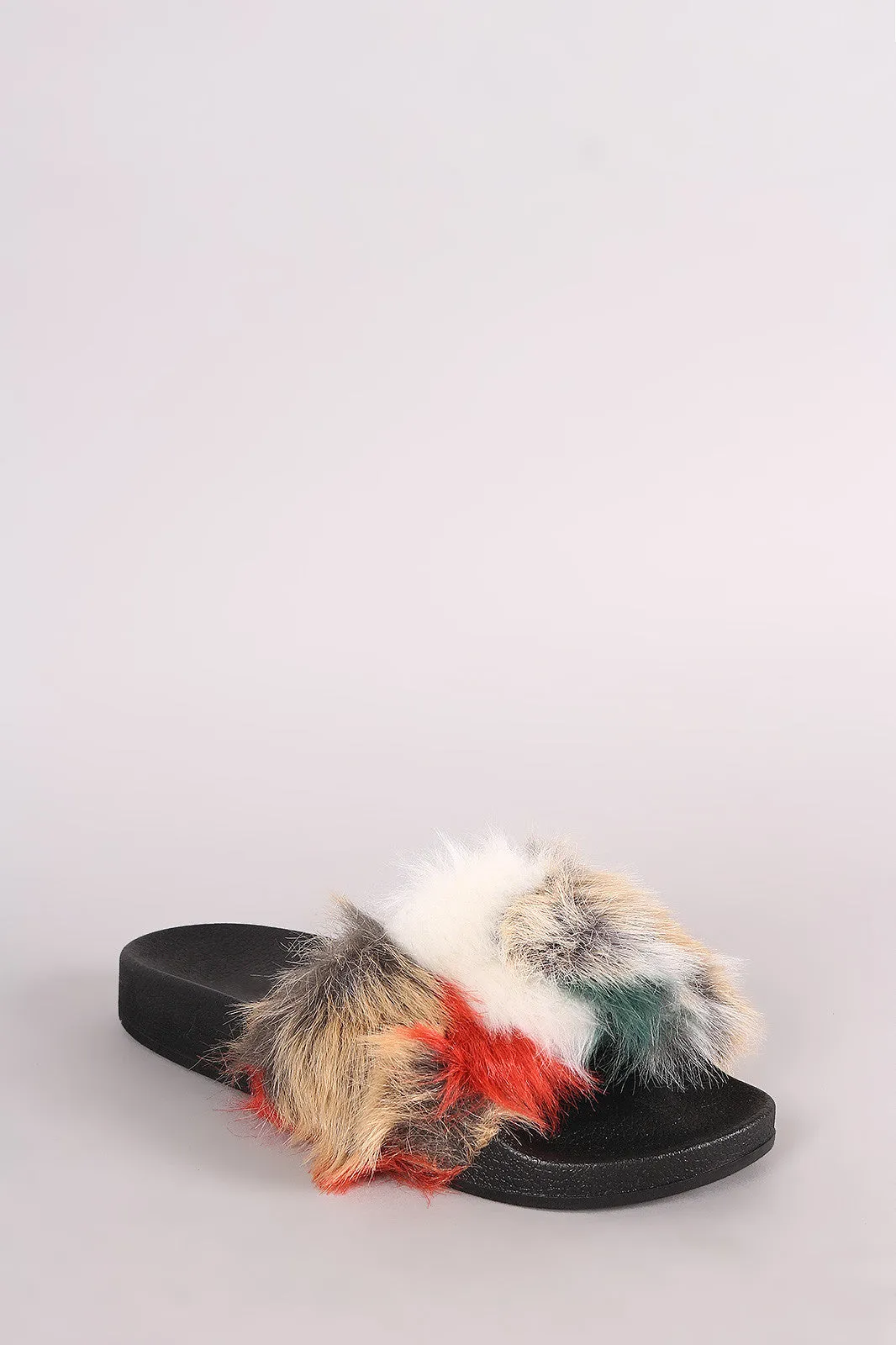 Patchwork Faux Fur Slide Sandal