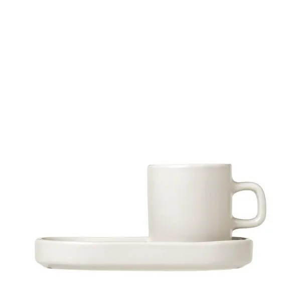 PILAR Espresso Cups with Trays, Set of 2