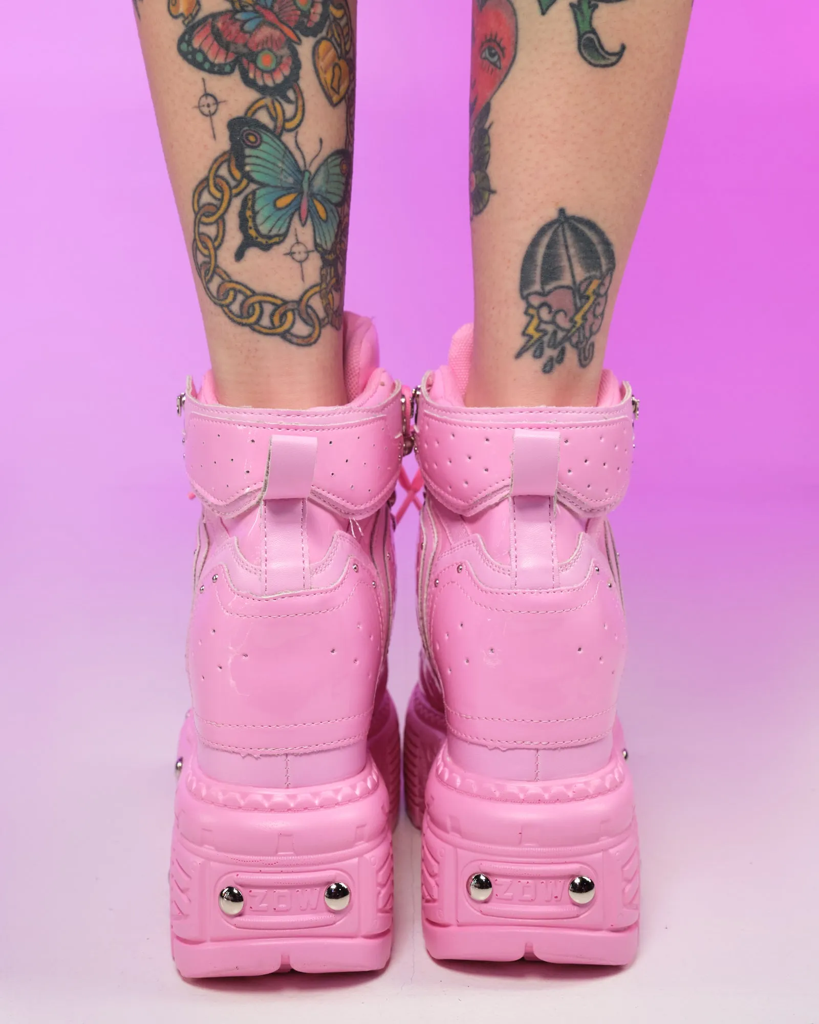 Pink Sky High Wedge Sneakers