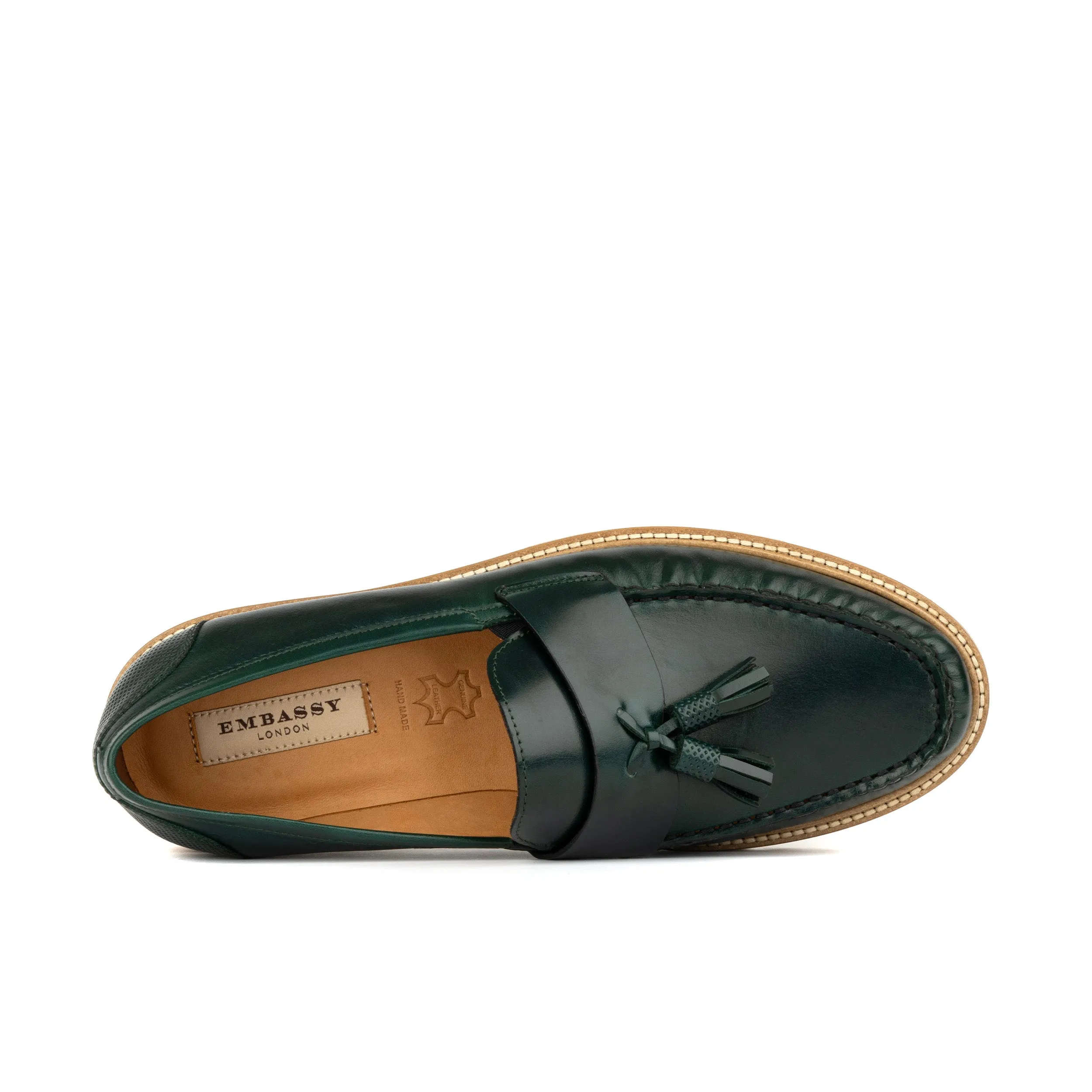 Proposal - Dark Green - Men's chunky soles tassels loafer in dark green leather