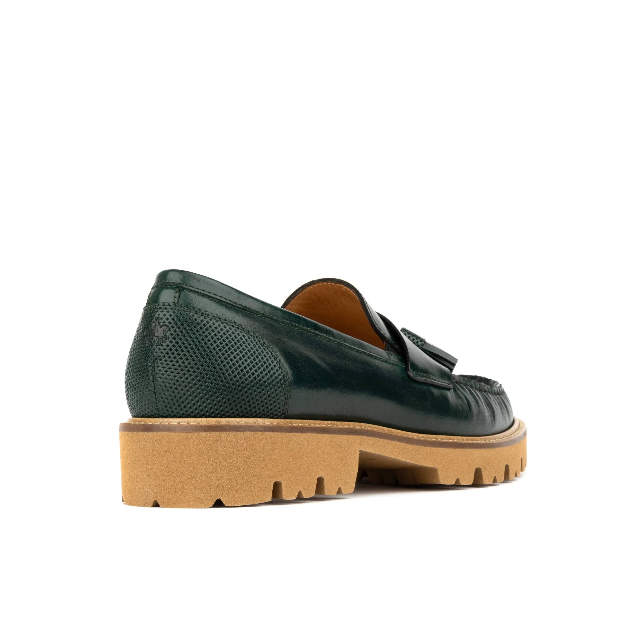 Proposal - Dark Green - Men's chunky soles tassels loafer in dark green leather