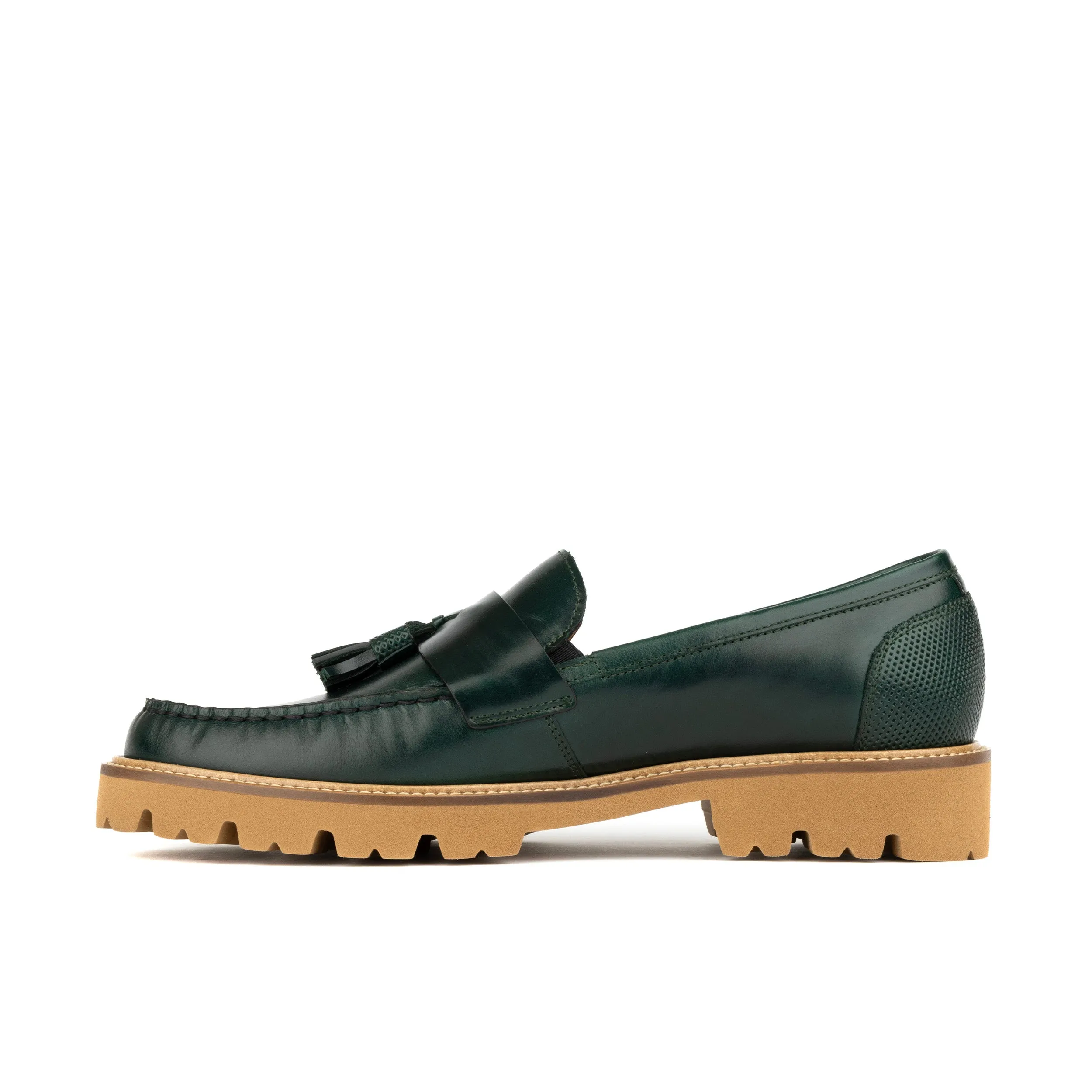 Proposal - Dark Green - Men's chunky soles tassels loafer in dark green leather