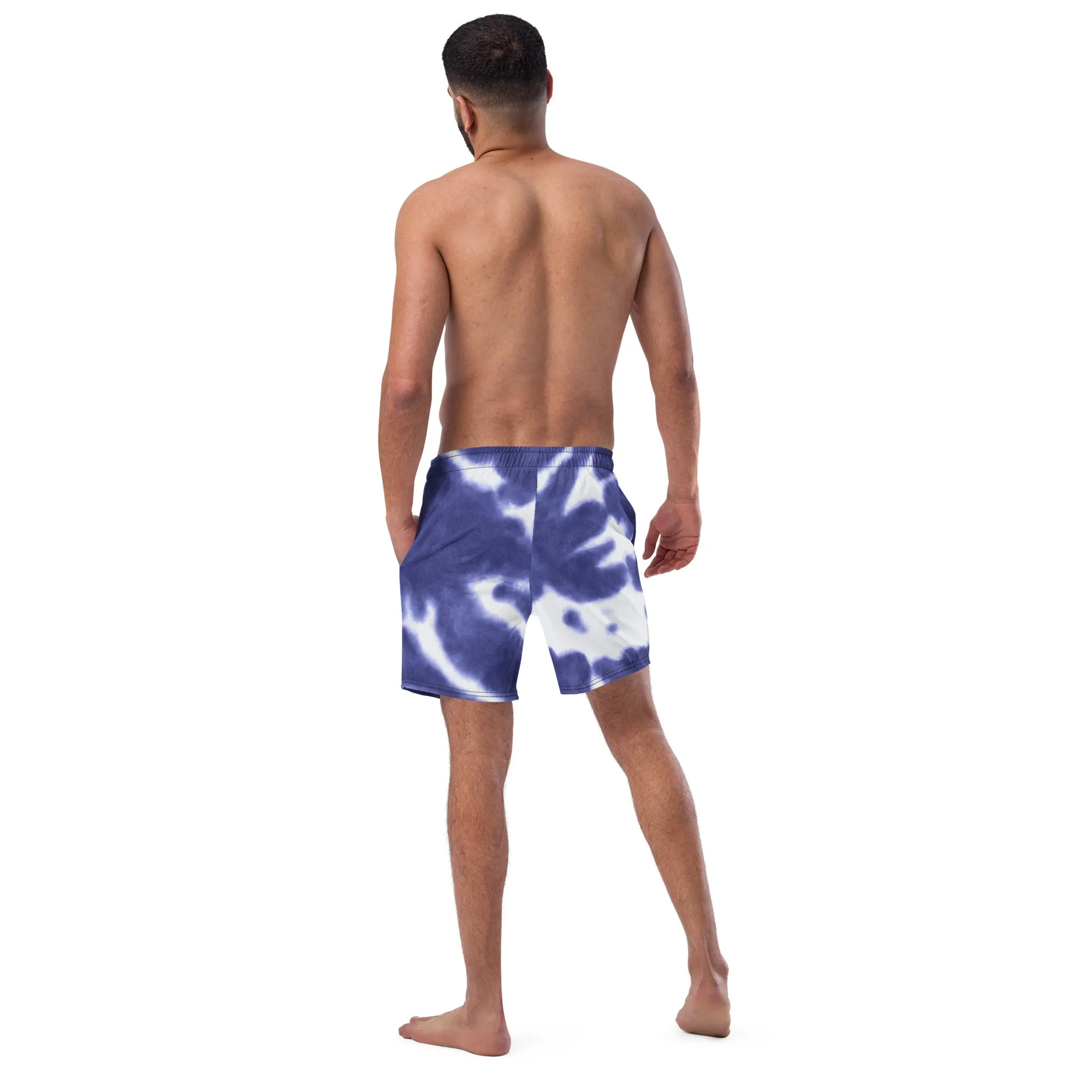 Purple Tie Dye Men's Swimwear, Tie Dye Abstract Print Cute Quick Drying Comfortable Swim Trunks For Men - Made in USA/EU/MX