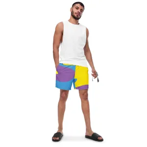 Purple Wavy Men's Swim Trunks, Waves Abstract Print Cute Quick Drying Comfortable Swim Trunks For Men - Made in USA/EU/MX