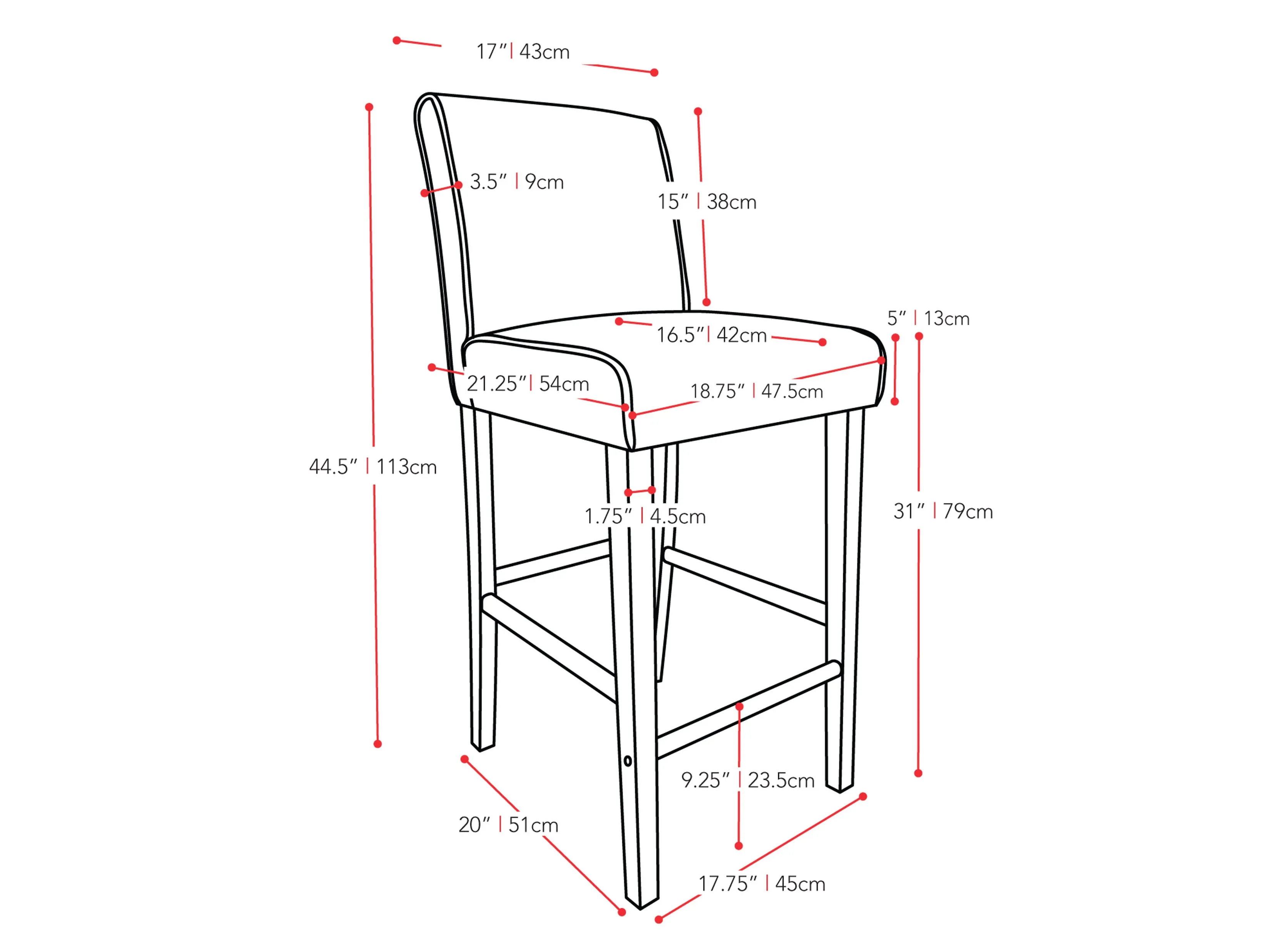 Red Wooden Bar Height Stool