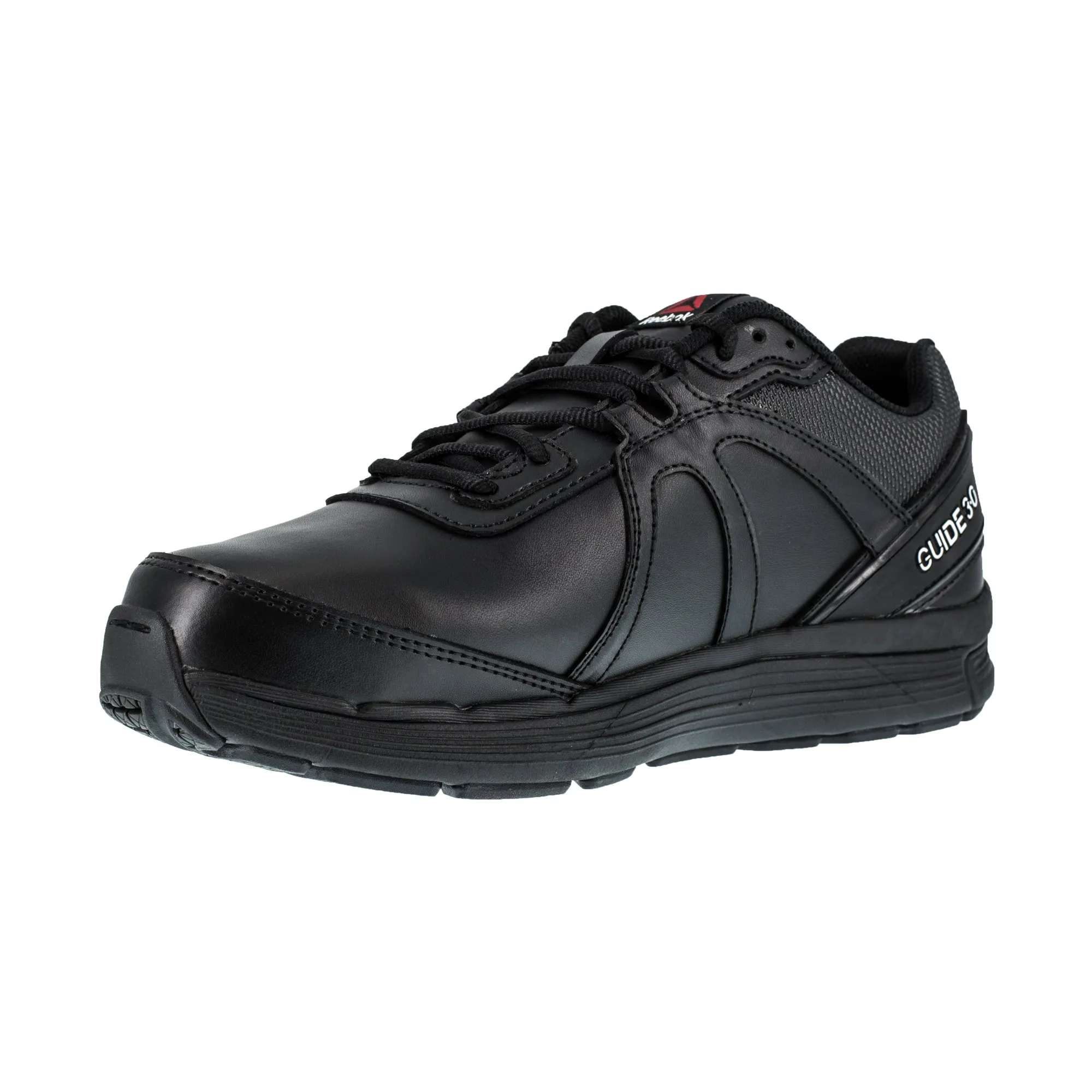 Reebok Womens Black Leather Work Shoes Guide Cross-Trainer MetG