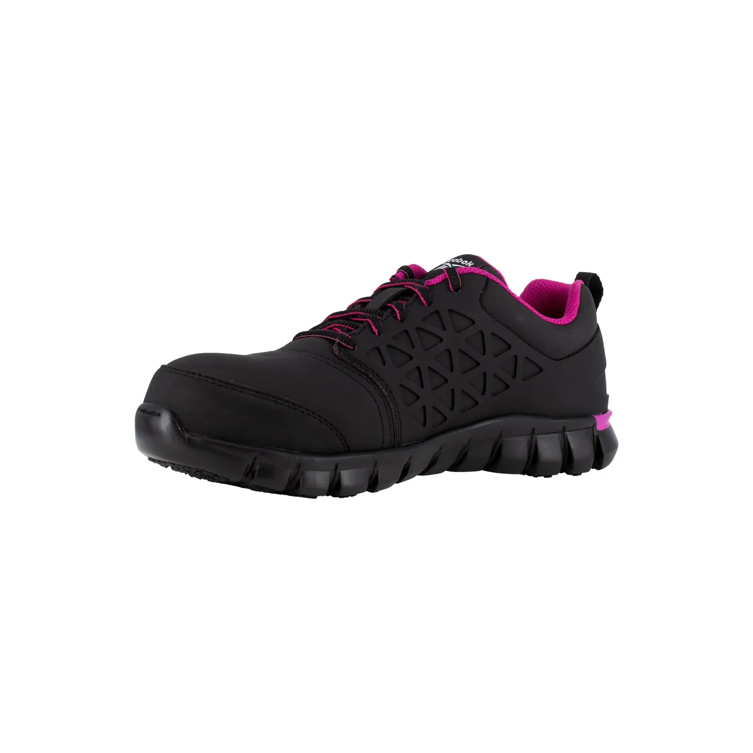 Reebok Womens Black/Pink Faux Leather Work Shoes Sublite Cushion CT