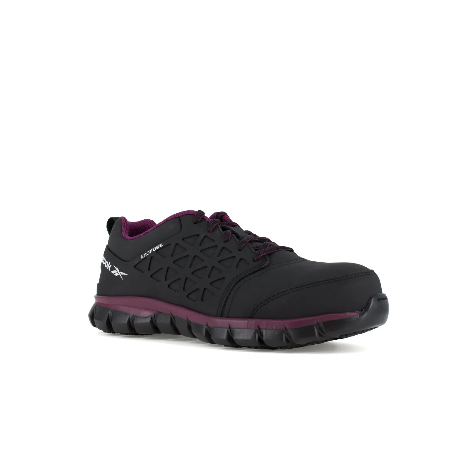 Reebok Womens Black/Plum Polyester Work Shoes Sublite Cushion Athletic CT