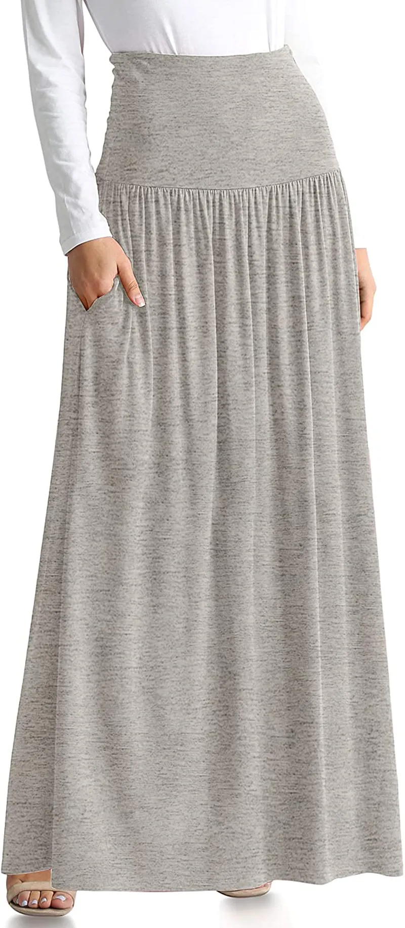 Reg and Plus Size Maxi Skirts for Women Long Length Skirts with Pockets Beach SwimCoverup,Night Out,Casual Office,Party