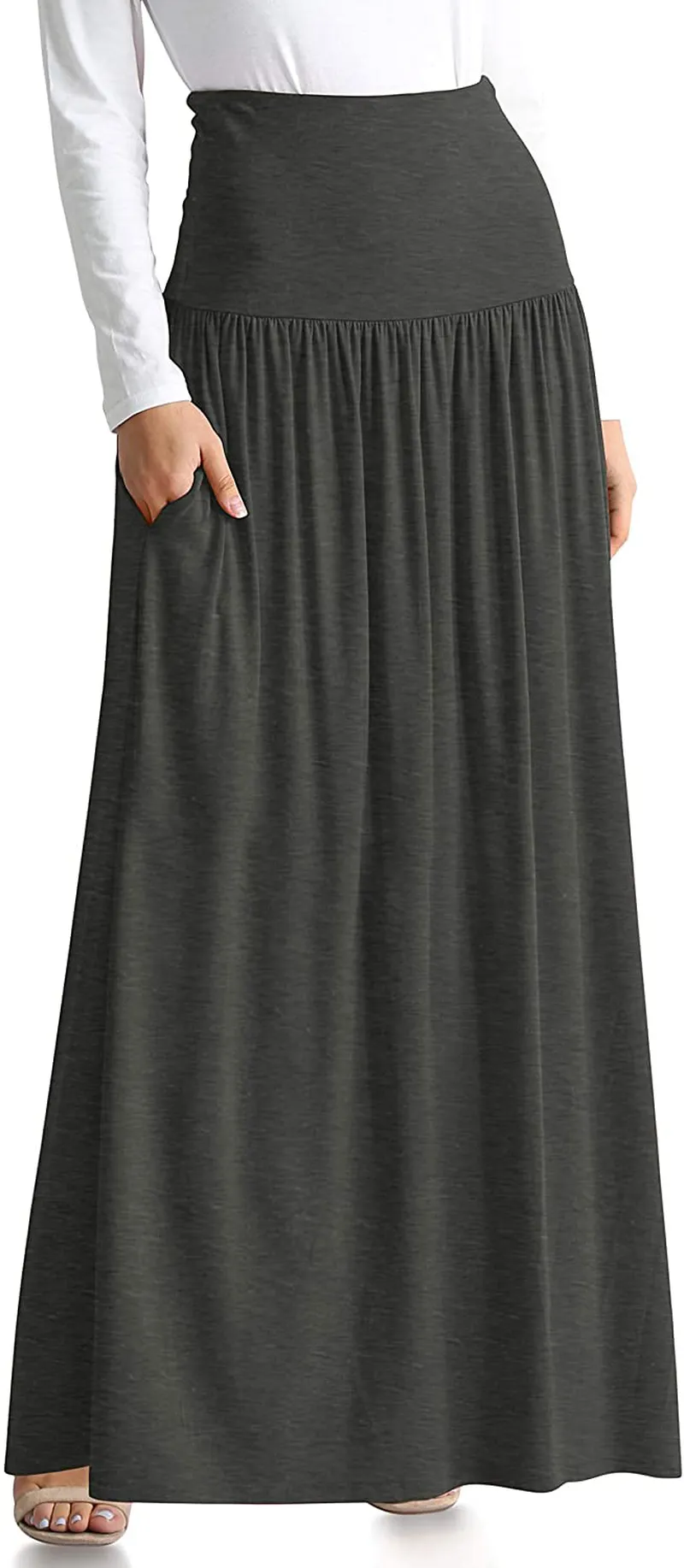 Reg and Plus Size Maxi Skirts for Women Long Length Skirts with Pockets Beach SwimCoverup,Night Out,Casual Office,Party