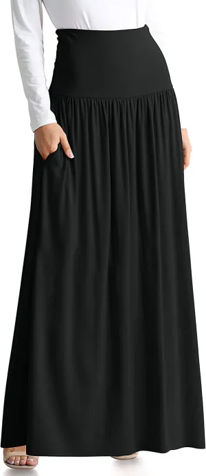 Reg and Plus Size Maxi Skirts for Women Long Length Skirts with Pockets Beach SwimCoverup,Night Out,Casual Office,Party