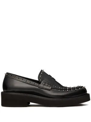 Rockstud leather loafers