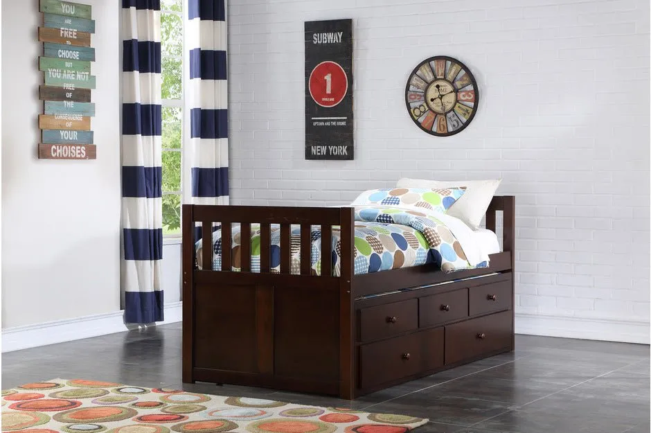 Rowe collection Espresso Trundle Bed w/ 3 drawers