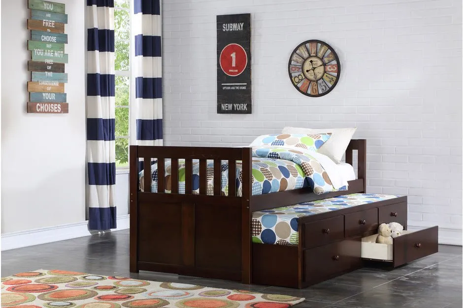 Rowe collection Espresso Trundle Bed w/ 3 drawers