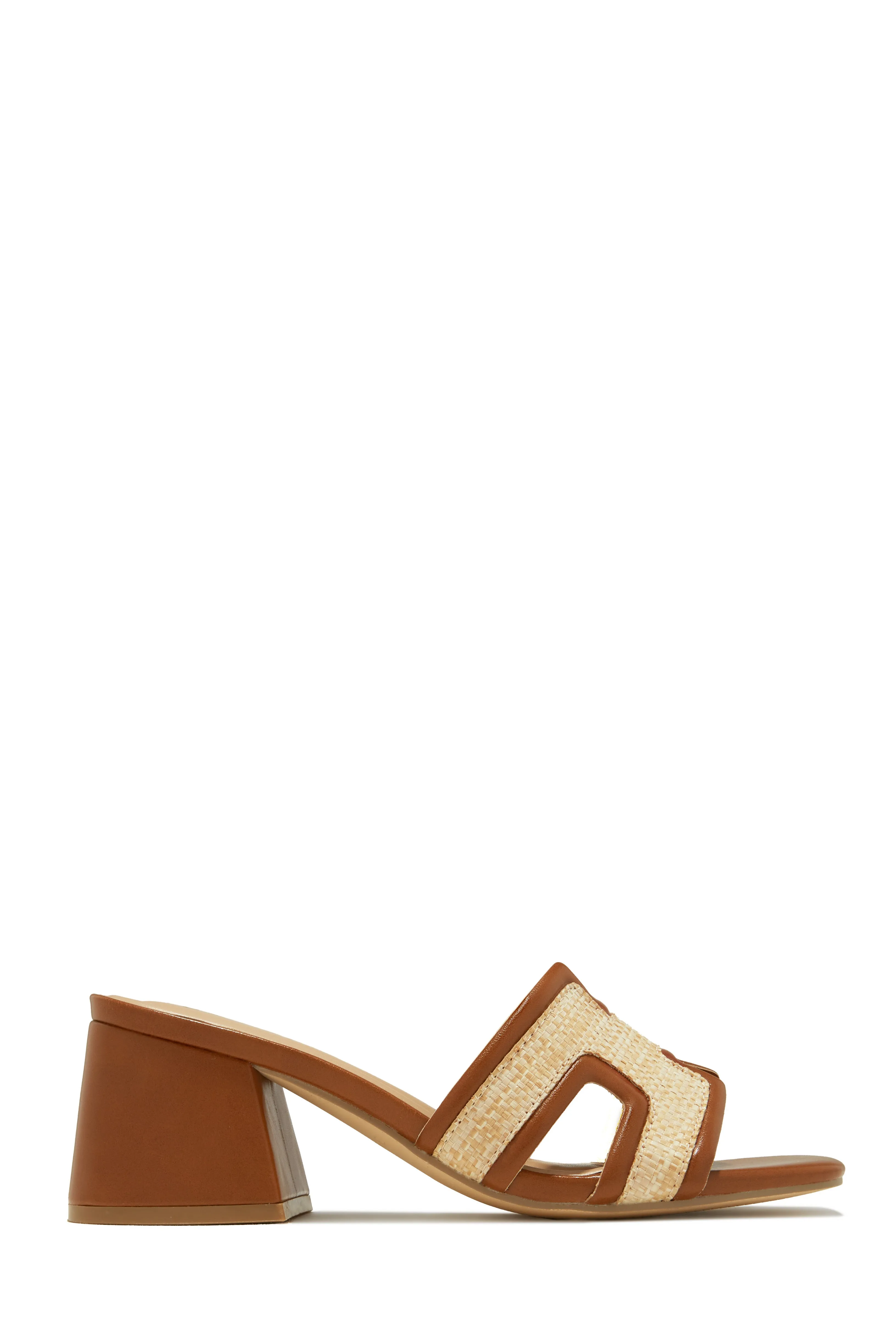 Roxanne Block Mid Heel Mules - Tan