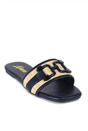 SALE - Lisa Raffia Slide On Sandals