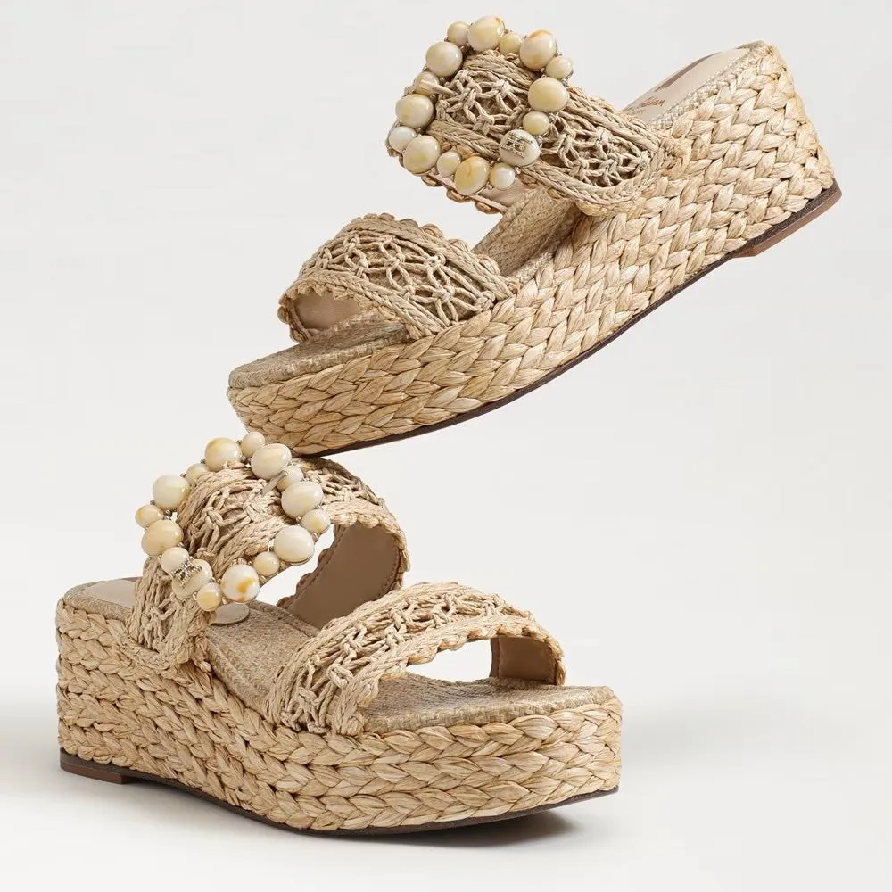 Sam Edelman Cadence Platform Wedge Sandal - NATURAL RAFFIA