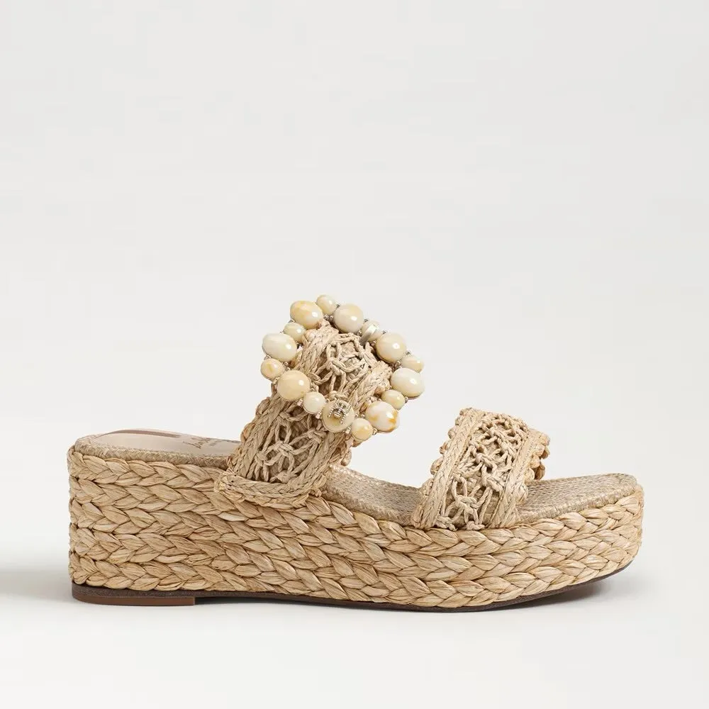 Sam Edelman Cadence Platform Wedge Sandal - NATURAL RAFFIA