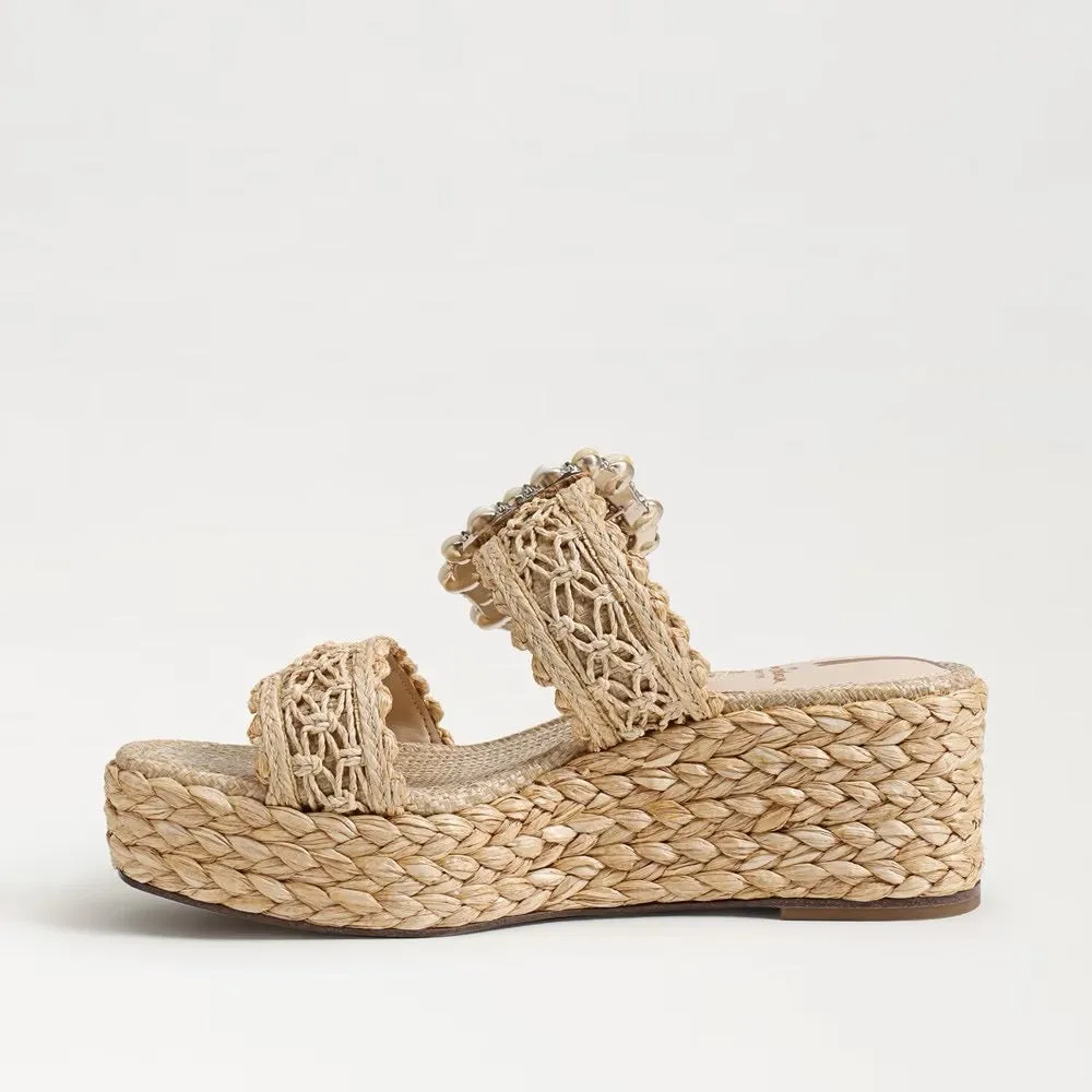 Sam Edelman Cadence Platform Wedge Sandal - NATURAL RAFFIA