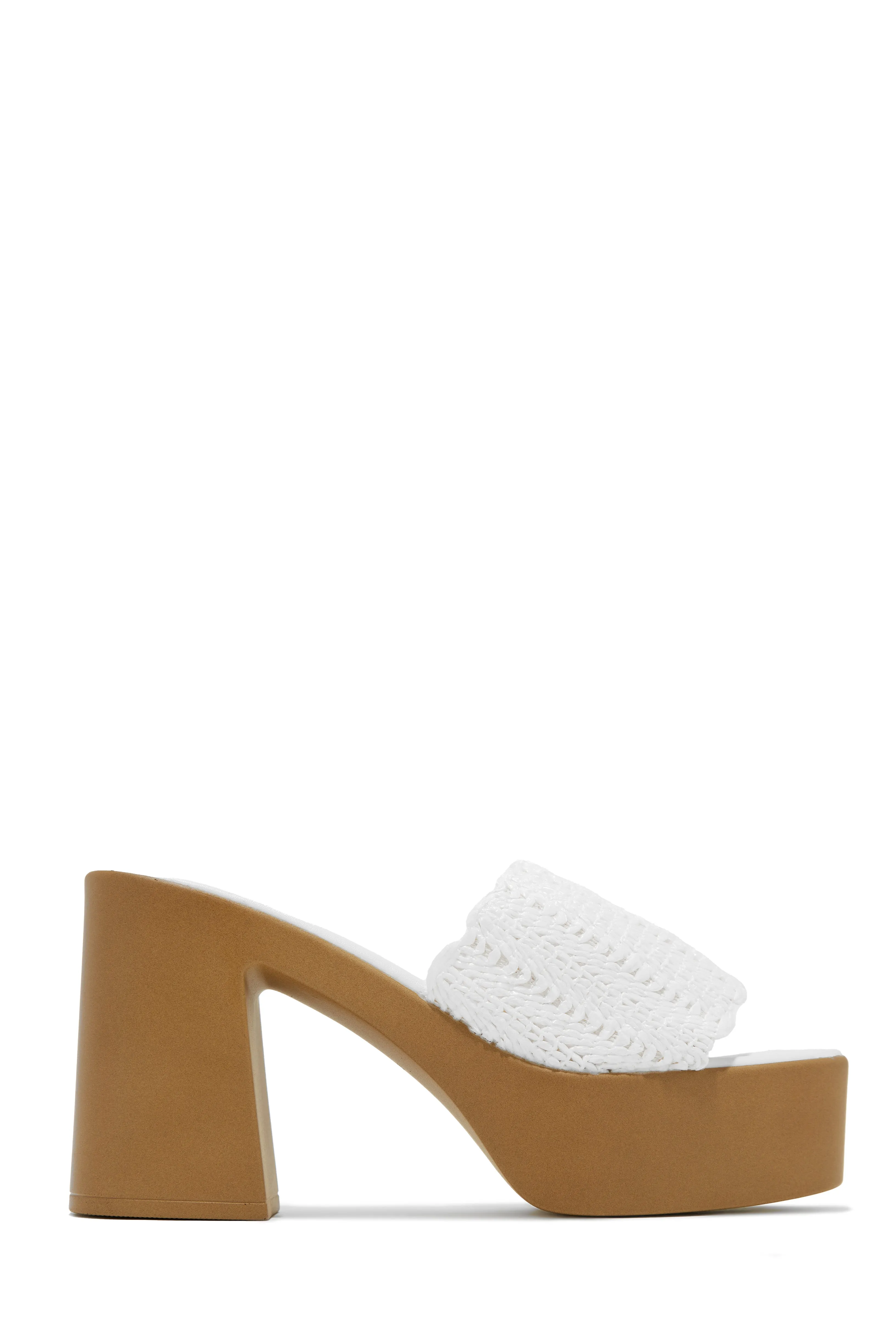 Sara Platform Block Heel Mules - Natural